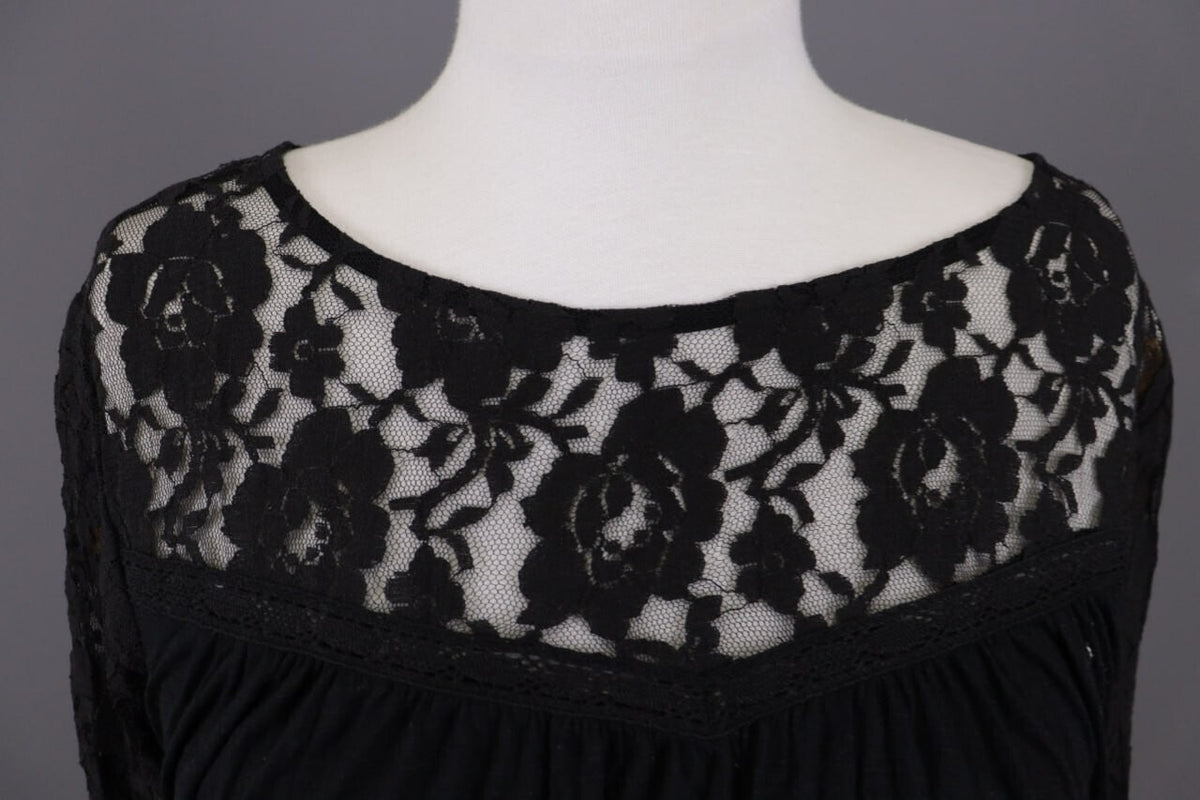 Denim & Supply Ralph Lauren Black Mesh Floral Blouse Top – Size XL