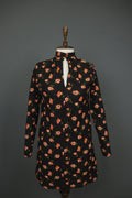 LAURA ASHLEY Black Floral Print Keyhole Front Long Sleeve Sheath Dress – Size M/L