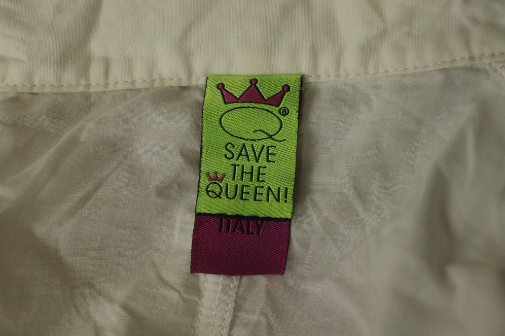 SAVE THE QUEEN White Floral Cotton Lace Long Sleeve Snap Button Shirt Top – Size S