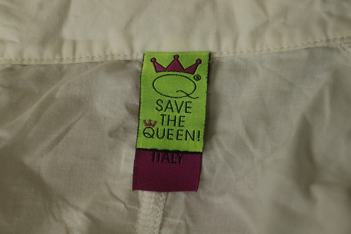 SAVE THE QUEEN White Floral Cotton Lace Long Sleeve Snap Button Shirt Top – Size S
