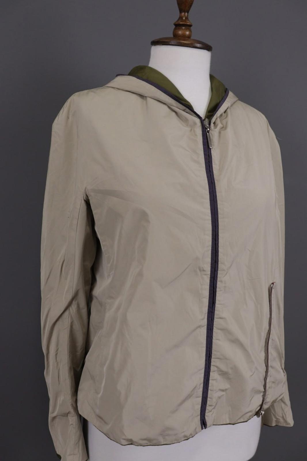 Max Mara Jacket Cream Green Reversible Zipped Pocket Hooded Full Zip – Size 10