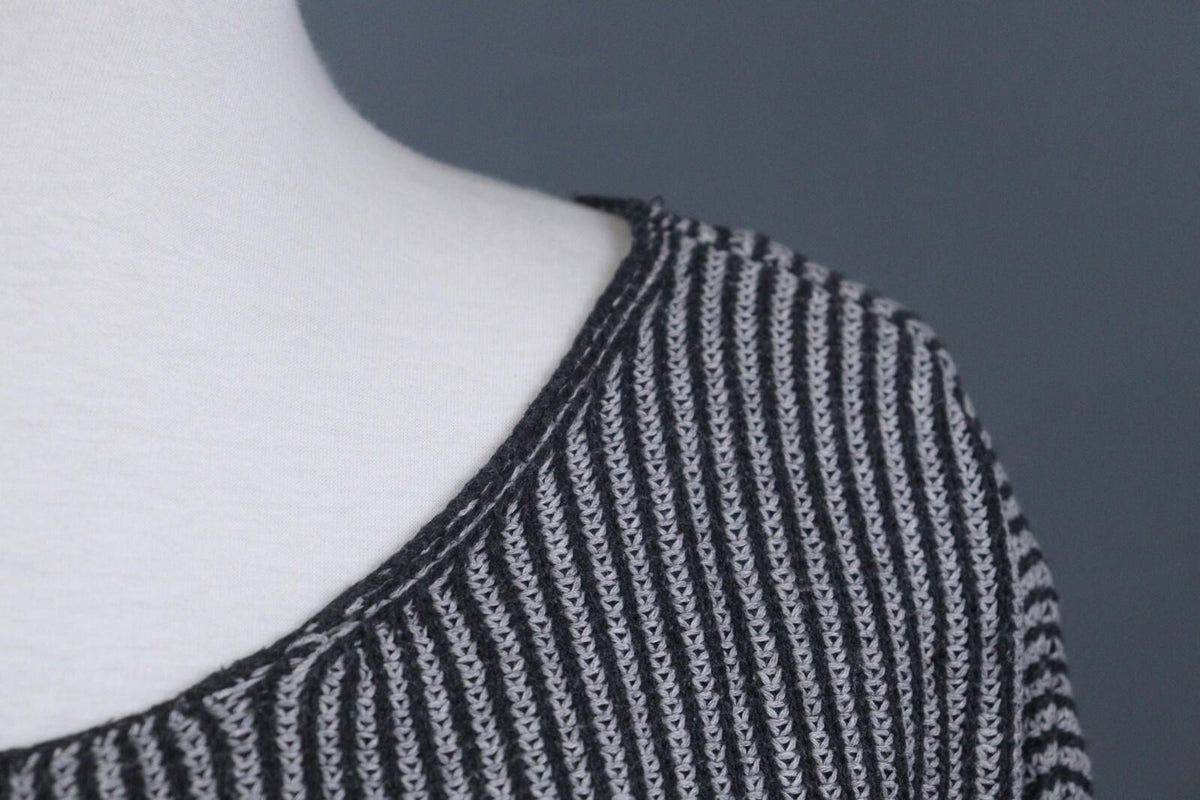 GUDRUN SJODEN Gray Black Striped Long Sleeve Blouse Top – Size S / M