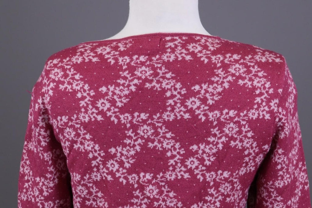 OLENA ESPELAND Pink Floral Wool Silk Knit Cardigan Sweater – Size M