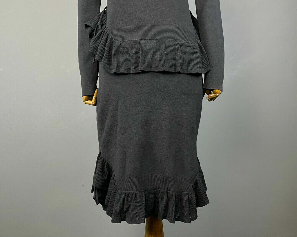 Dsquared2 Black Designer Lana Wool Long Sleeve Stretch Maxi Dress – Size M