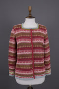 OLEANA Multicolor Jacquard Floral Alpaca Knit Cardigan Sweater – Size M