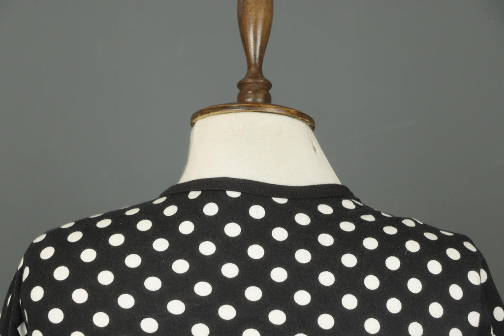 MARIMEKKO Black White Polka Dot Cotton Long Sleeve Summer Snap Blouse Top – Size M