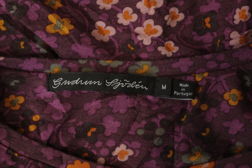 GUDRUN SJODEN Multi Floral Lyocell Long Sleeve Round Neck Sheath Dress – Size M