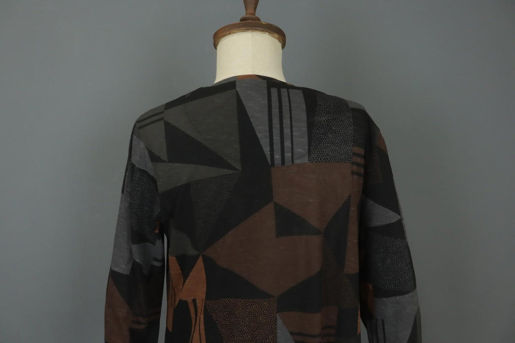 GUDRUN SJODEN Multi Geometric Cotton Casual Long Sleeve Shift Dress – Size S