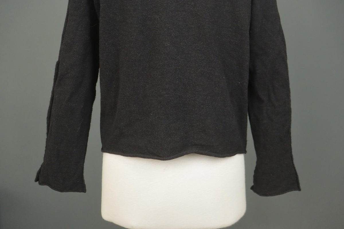 ANNETTE GORTZ Black Wool Long Sleeve Boat Neck Casual Pullover Blouse Top – Size M