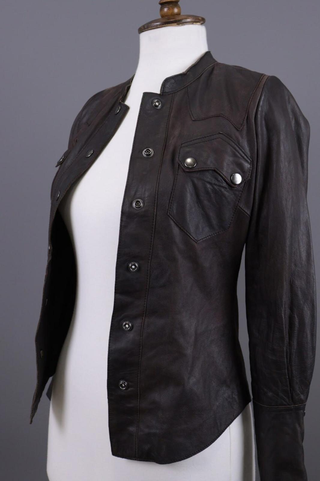ALLSAINTS Brown Snap Leather Biker Jacket – Size XS