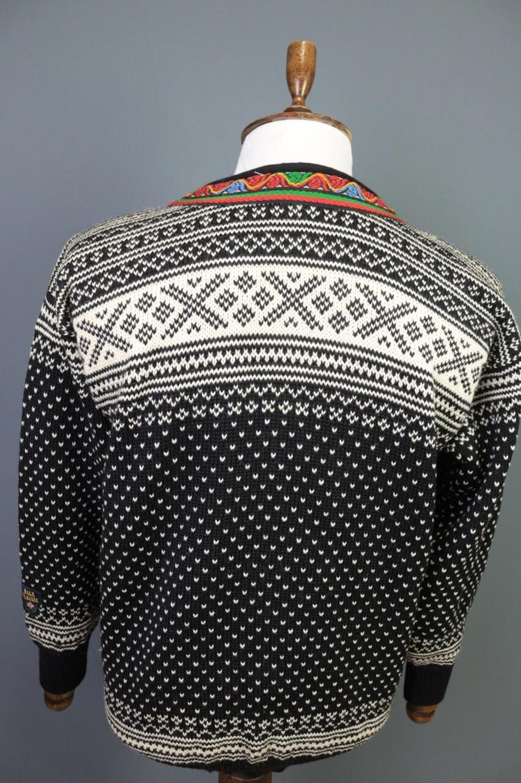 DALE OF NORWAY Black Clasp Fair Isle Wool Knit Ski Sweater
