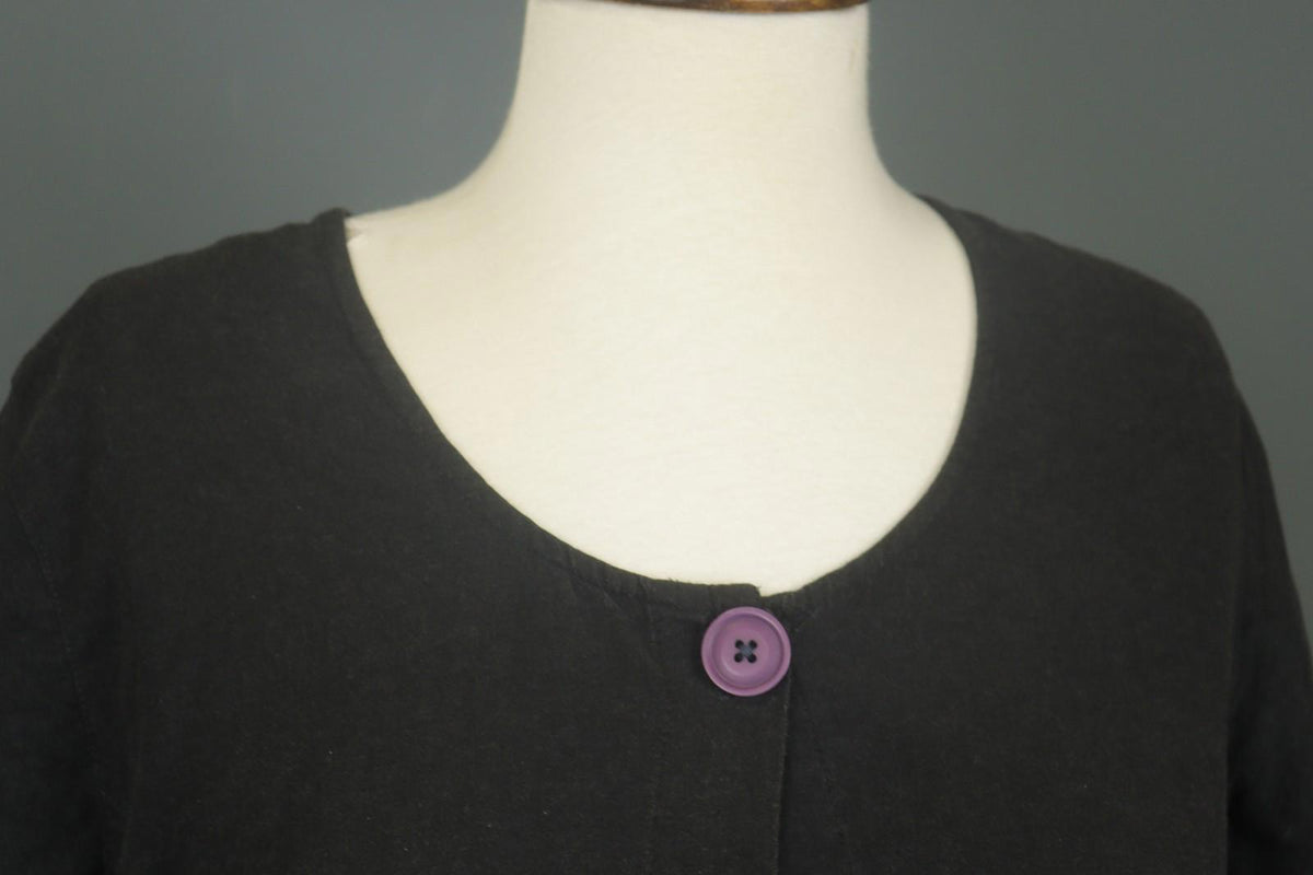 GUDRUN SJODEN Black Casual Long Sleeve Round Neck Button Front Shirt Top – Size M