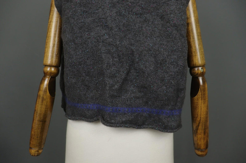 GUDRUN SJODEN Charcoal Gray Wool Sleeveless Button Front Cardigan Sweater – Size L