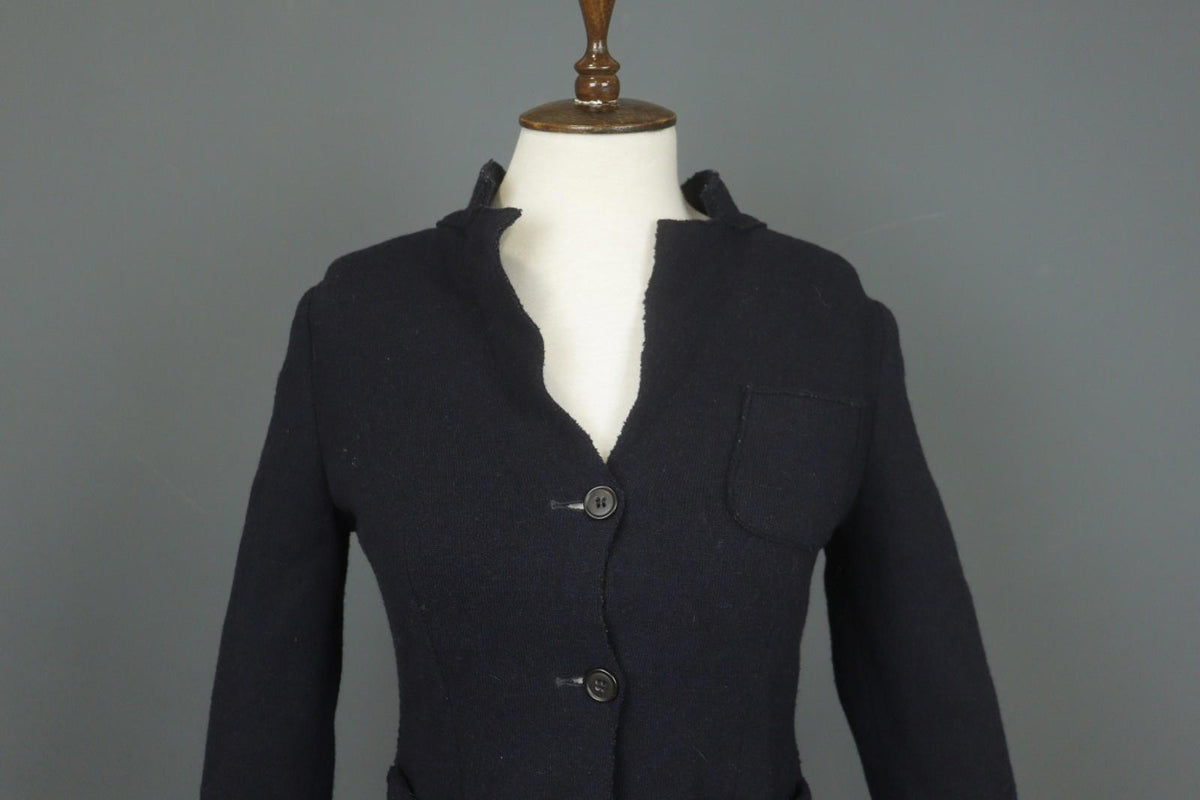 BARENA Black Knit Long Sleeve Patch Pocket Button Front Blazer Jacket – Size 42