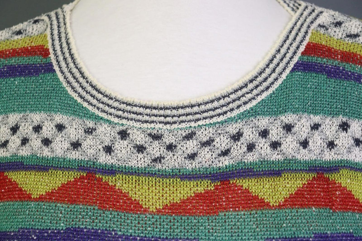 MISSONI SPORT Multi Striped Cotton Knitted Long Sleeve Pullover Sweater – Size 44