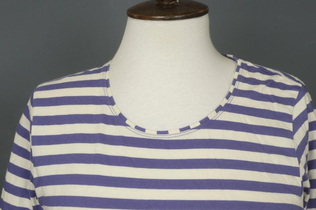 GUDRUN SJODEN Purple White Striped Cotton Crew Neck Pullover Shirt Top – Size XS