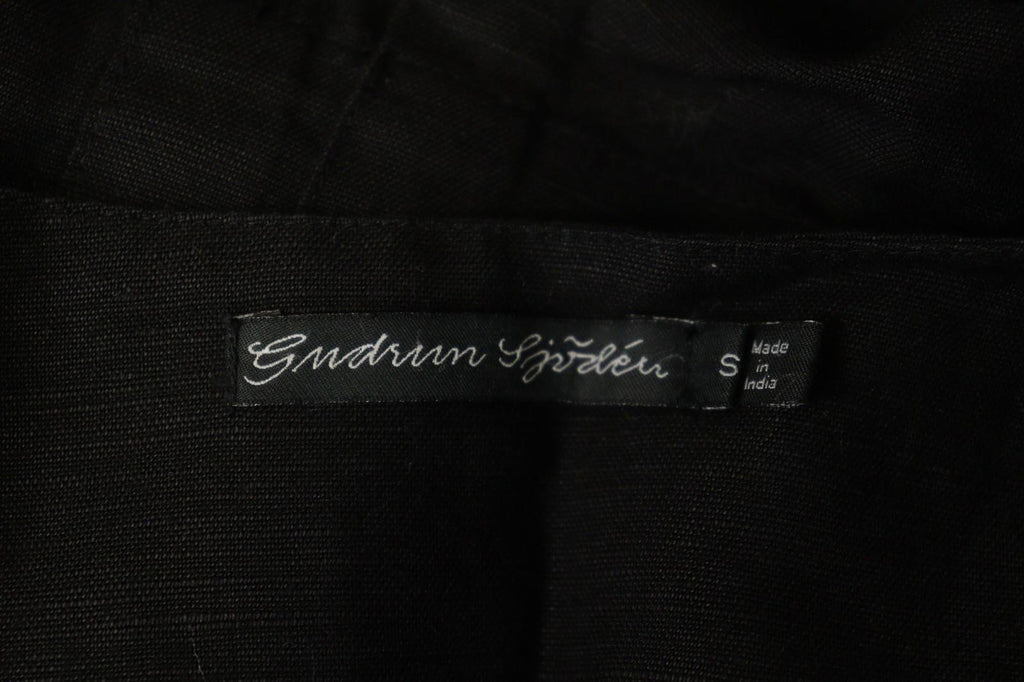 GUDRUN SJÖDEN Black Linen Pockets 3/4 Sleeve Button Front Blouse Top – Size S