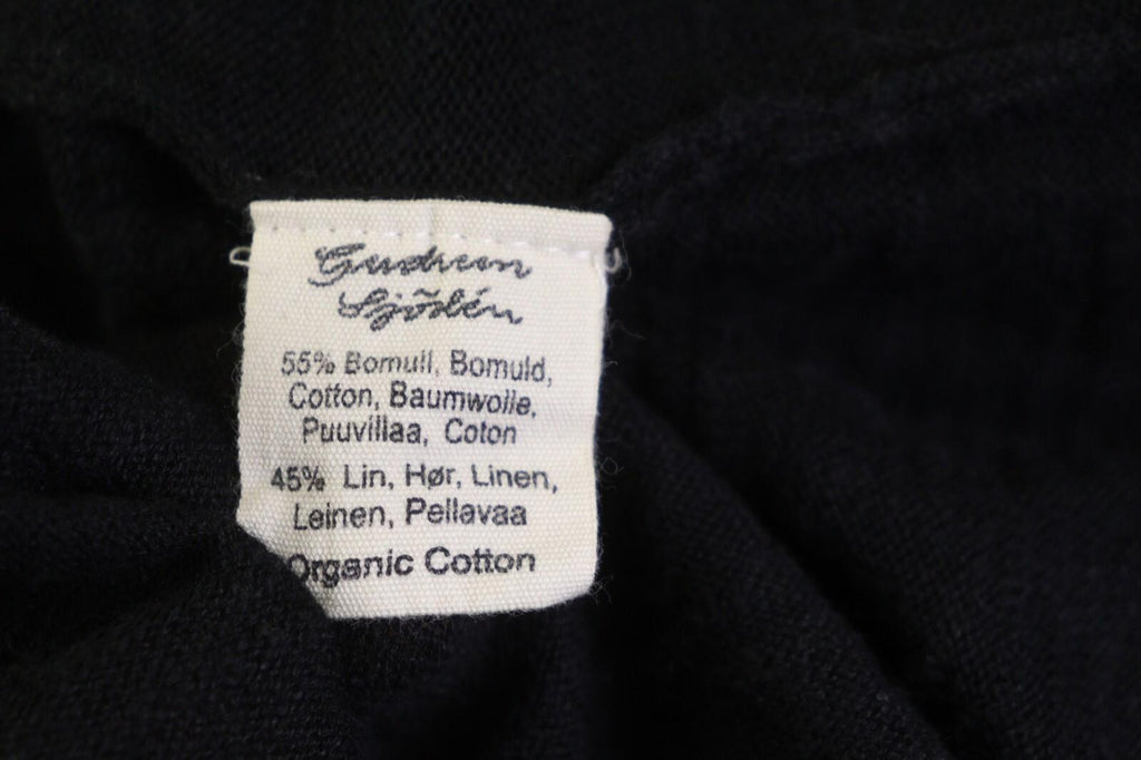 GUDRUN SJODEN Black A-Line Linen 3/4 Sleeve Short Knee Length Dress – Size M