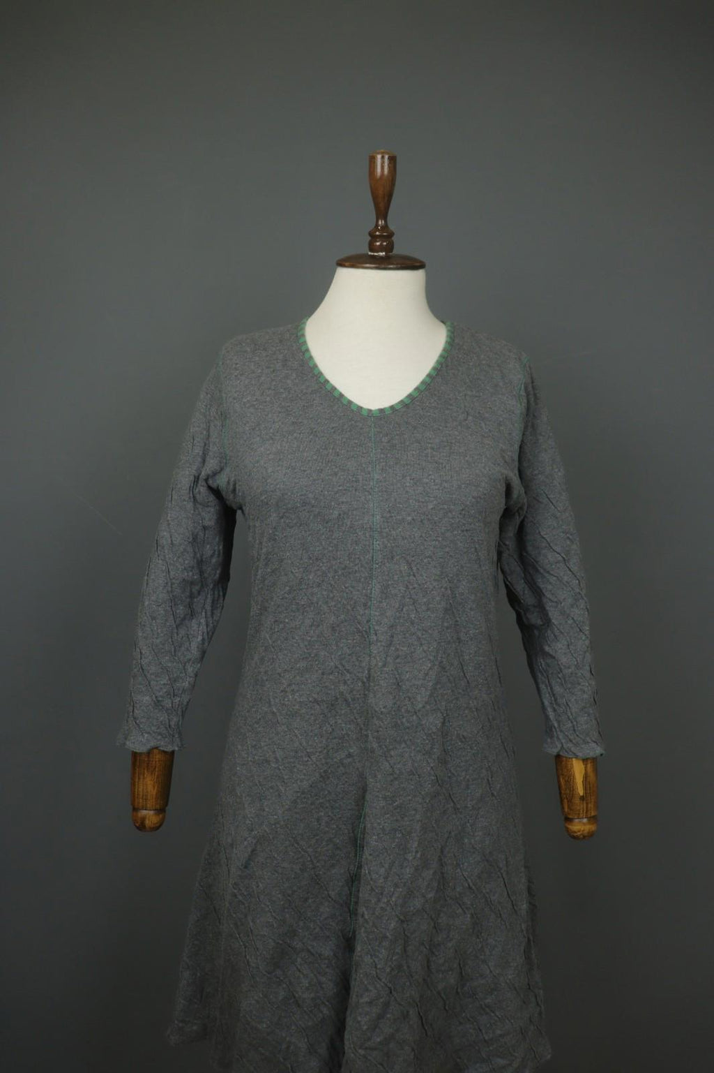 GUDRUN SJÖDEN Gray Polka Dot Textured Lopng Sleeve Pullover A-Line Dress – Size M