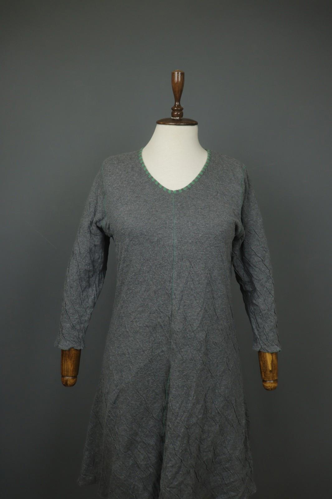 GUDRUN SJÖDEN Gray Polka Dot Textured Lopng Sleeve Pullover A-Line Dress – Size M
