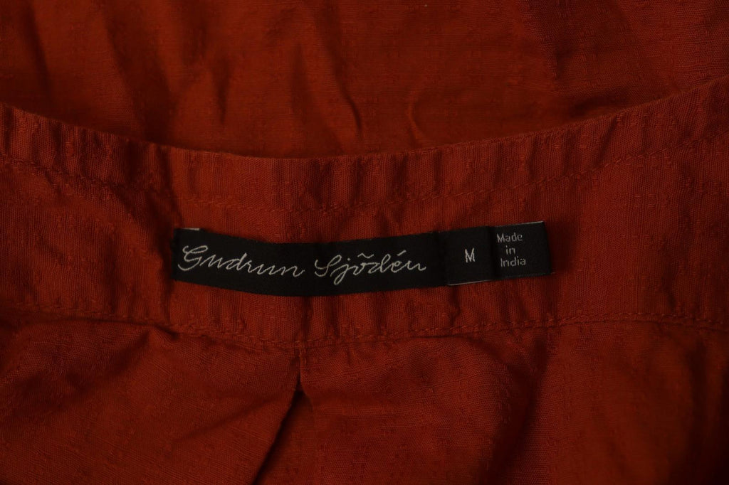 GUDRUN SJODEN Orange Cotton Long Sleeve V-Neck Button Front Shirt Dress – Size M