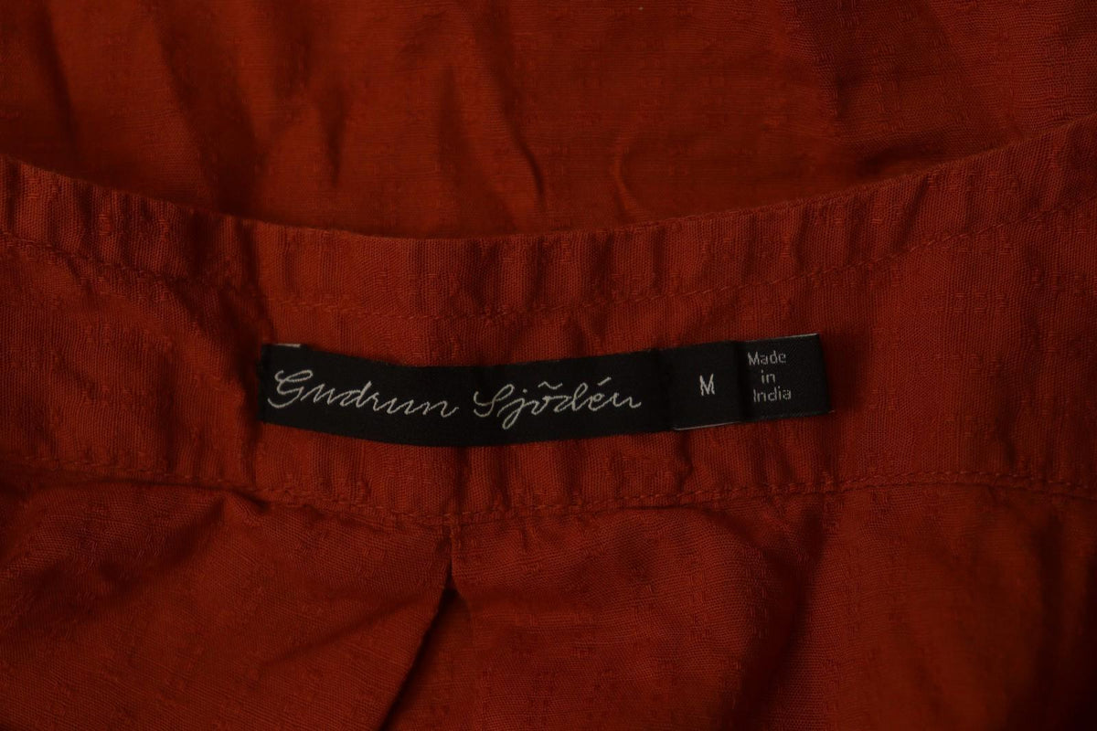 GUDRUN SJODEN Orange Cotton Long Sleeve V-Neck Button Front Shirt Dress – Size M