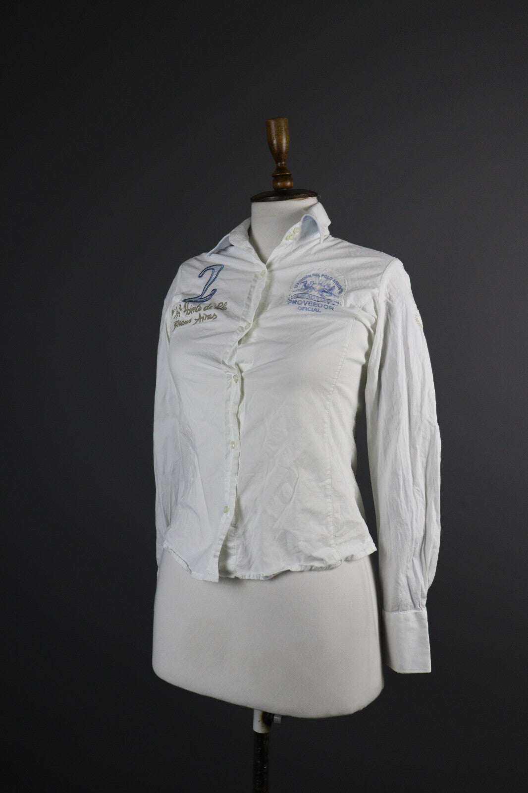 La Martina Argentina Pro Player White Blouse Long Sleeve Shirt – Size S