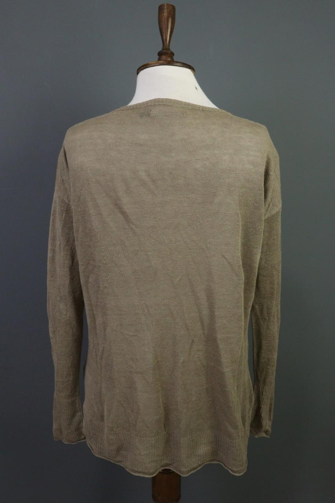 GUDRUN SJODEN Brown Linen Knit Crew Neck Raglan Sleeve Pullover Sweater – Size S