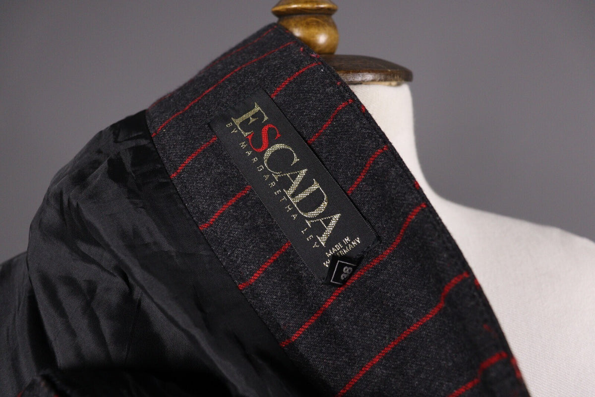 Escada by Margaretha Ley Wool Stripe 2 Piece Skirt Suit Blazer Black – Size 38