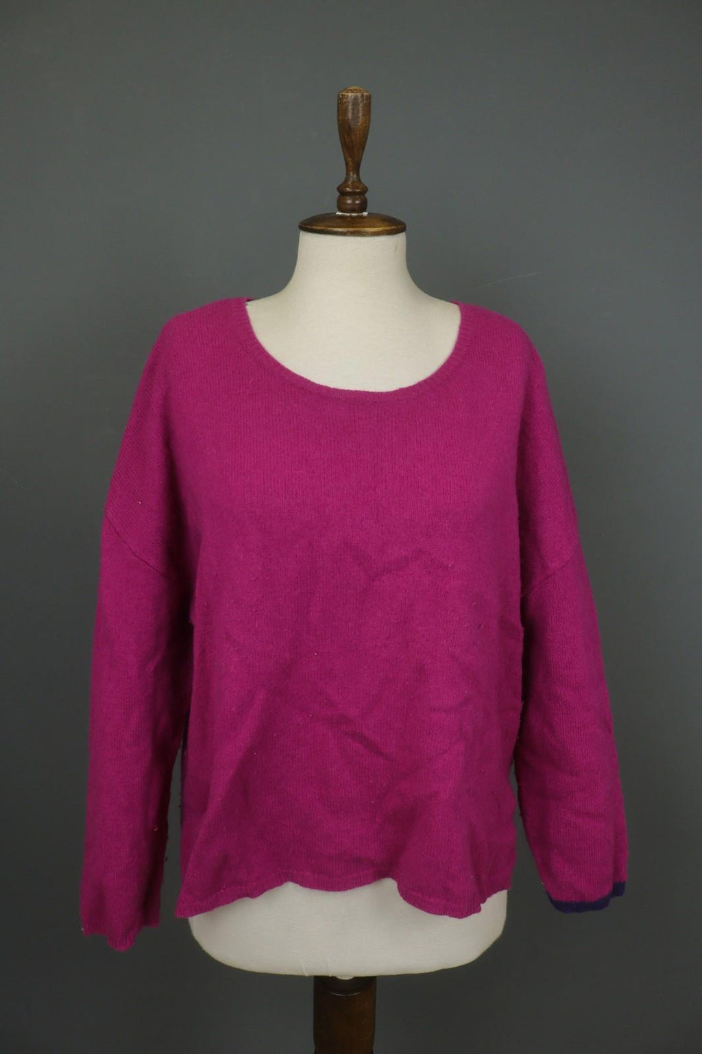 GUDRUN SJODEN Pink Linen Knitted Long Sleeve Round Neck Pullover Sweater – Size XL