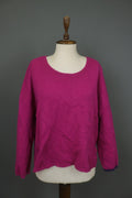 GUDRUN SJODEN Pink Linen Knitted Long Sleeve Round Neck Pullover Sweater – Size XL
