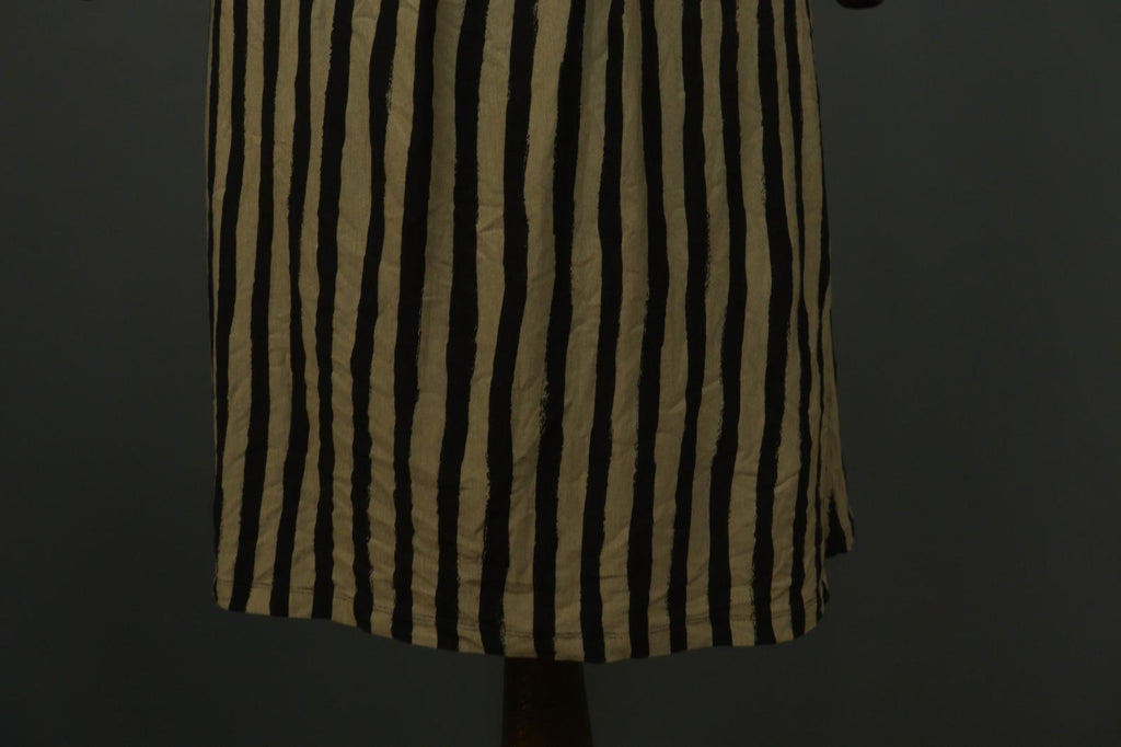 GUDRUN SJODEN Brown Black Striped Lyocell Casual Round Neck Shift Dress – Size S