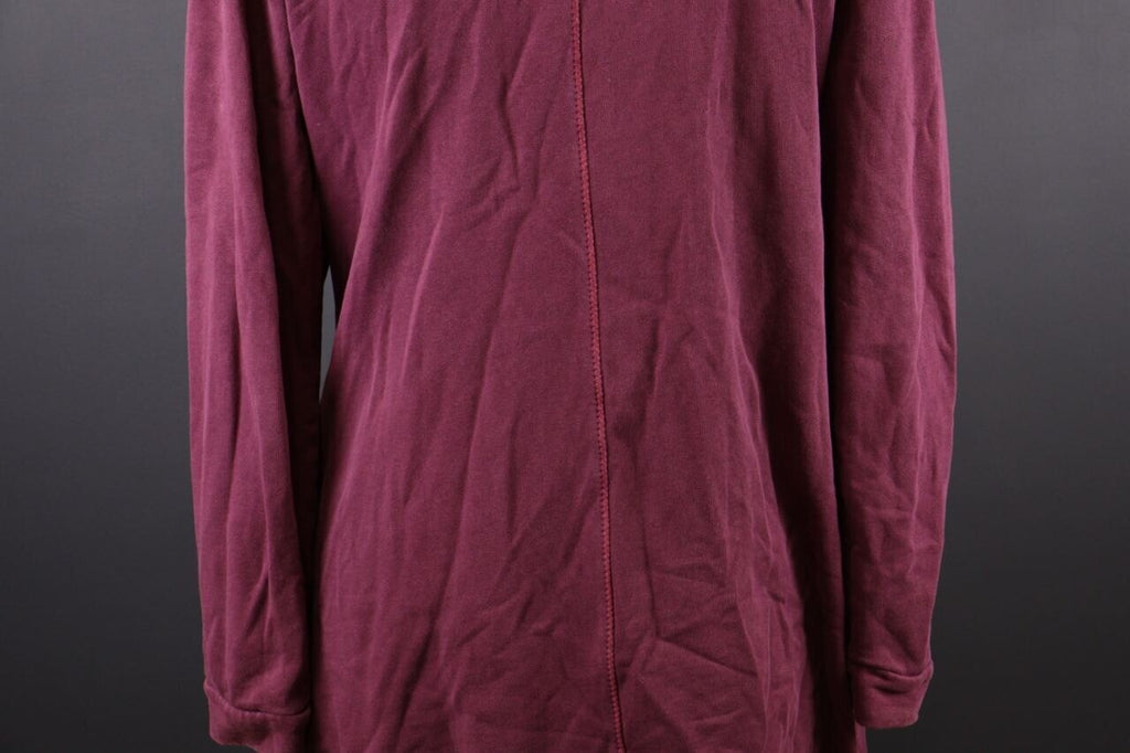 Deerberg Burgundy Floral Embroidered High Neck Full Zip Sweater – Size L