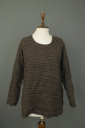 GRIZAS Brown 100% Linen Long Sleeve Round Neck Pullover Tunic Top – Size S