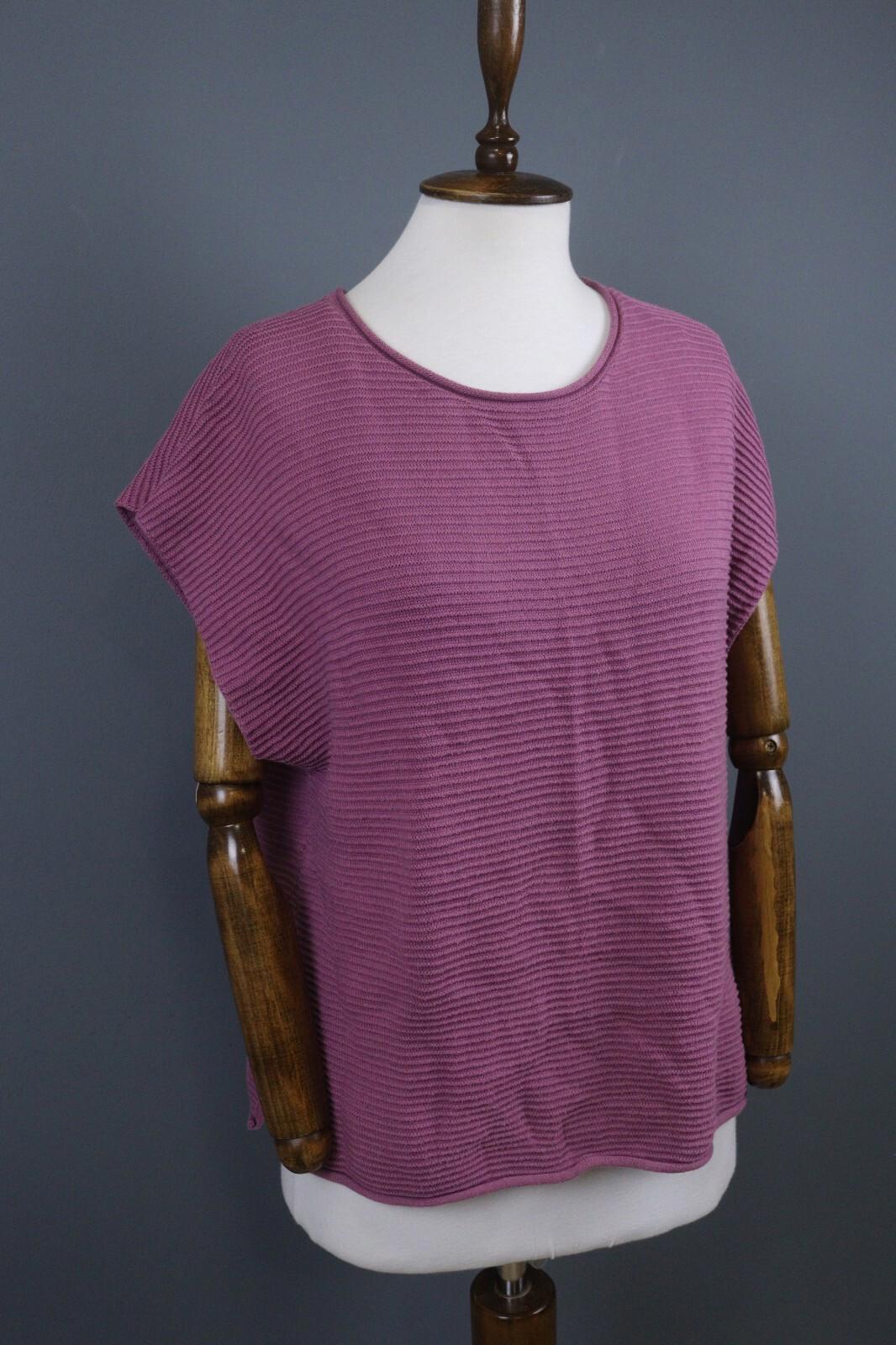 GUDRUN SJODEN Purple Striped Cap Sleeve Stretch Top Blouse – Size M – Used