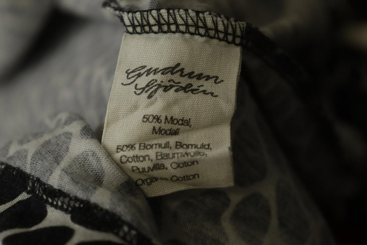 GUDRUN SJODEN Black & White Cotton Long Sleeve Round Neck Blouse Top – Size XL