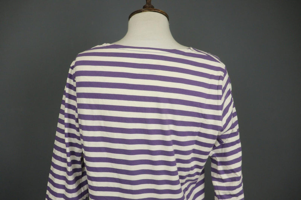 GUDRUN SJODEN Purple White Striped 100% Cotton Long Sleeve Blouse Top – Size M