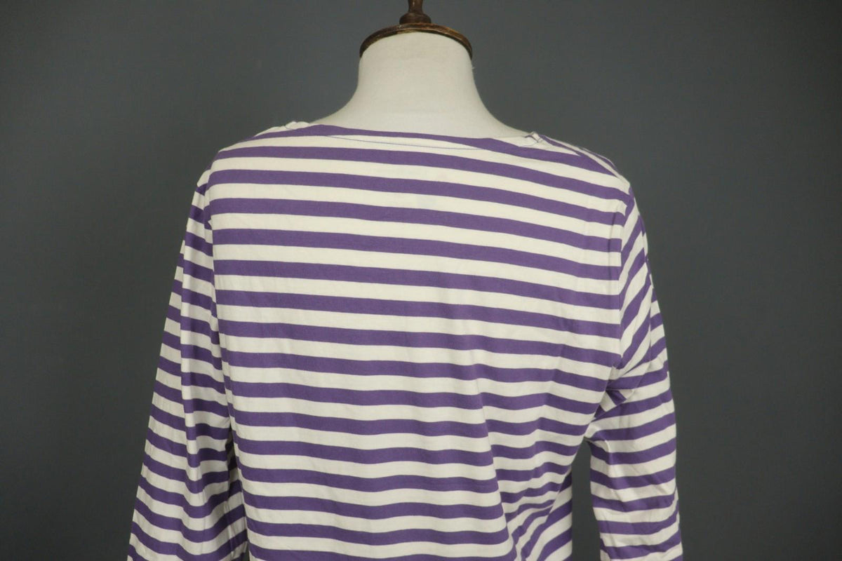 GUDRUN SJODEN Purple White Striped 100% Cotton Long Sleeve Blouse Top – Size M