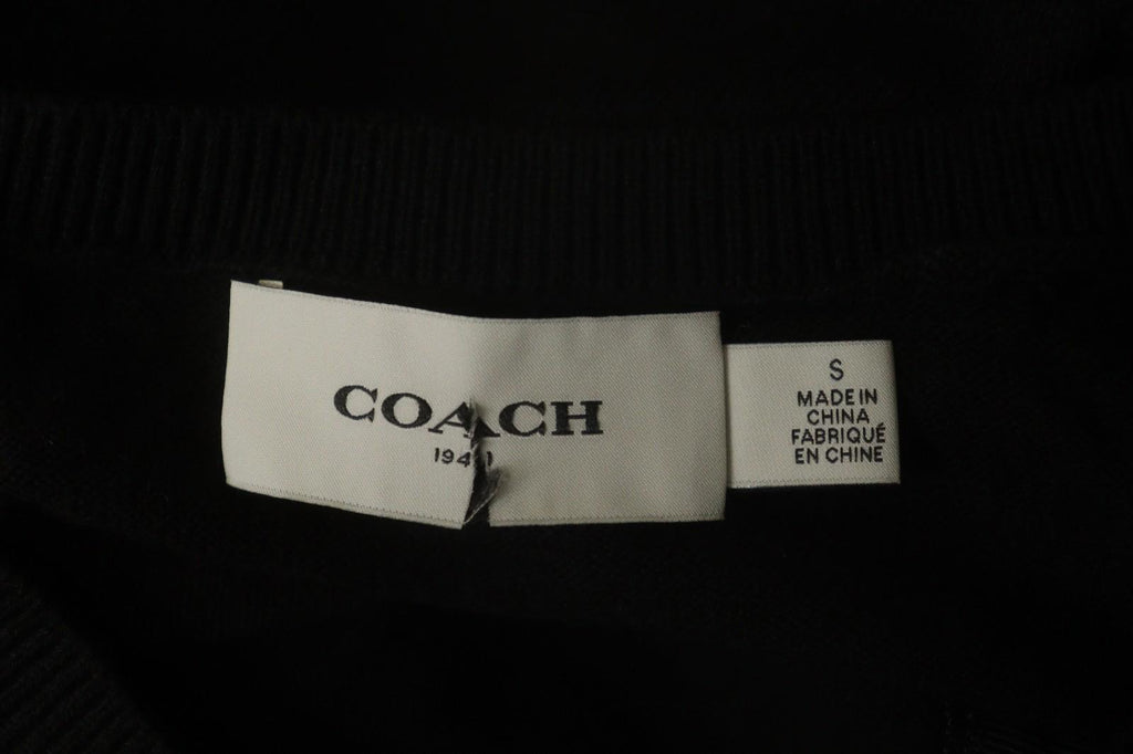 COACH Black Viscose Blend Raglan Sleeve Button Front Cardigan Sweater – Size S