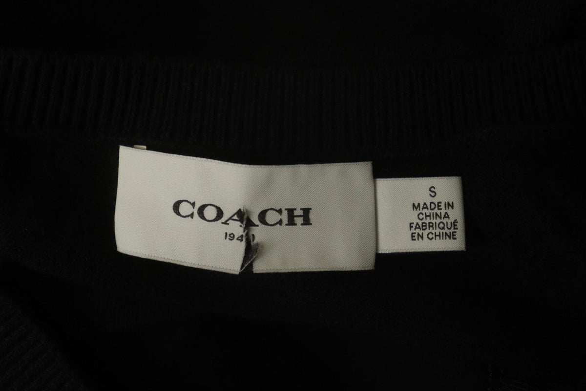 COACH Black Viscose Blend Raglan Sleeve Button Front Cardigan Sweater – Size S