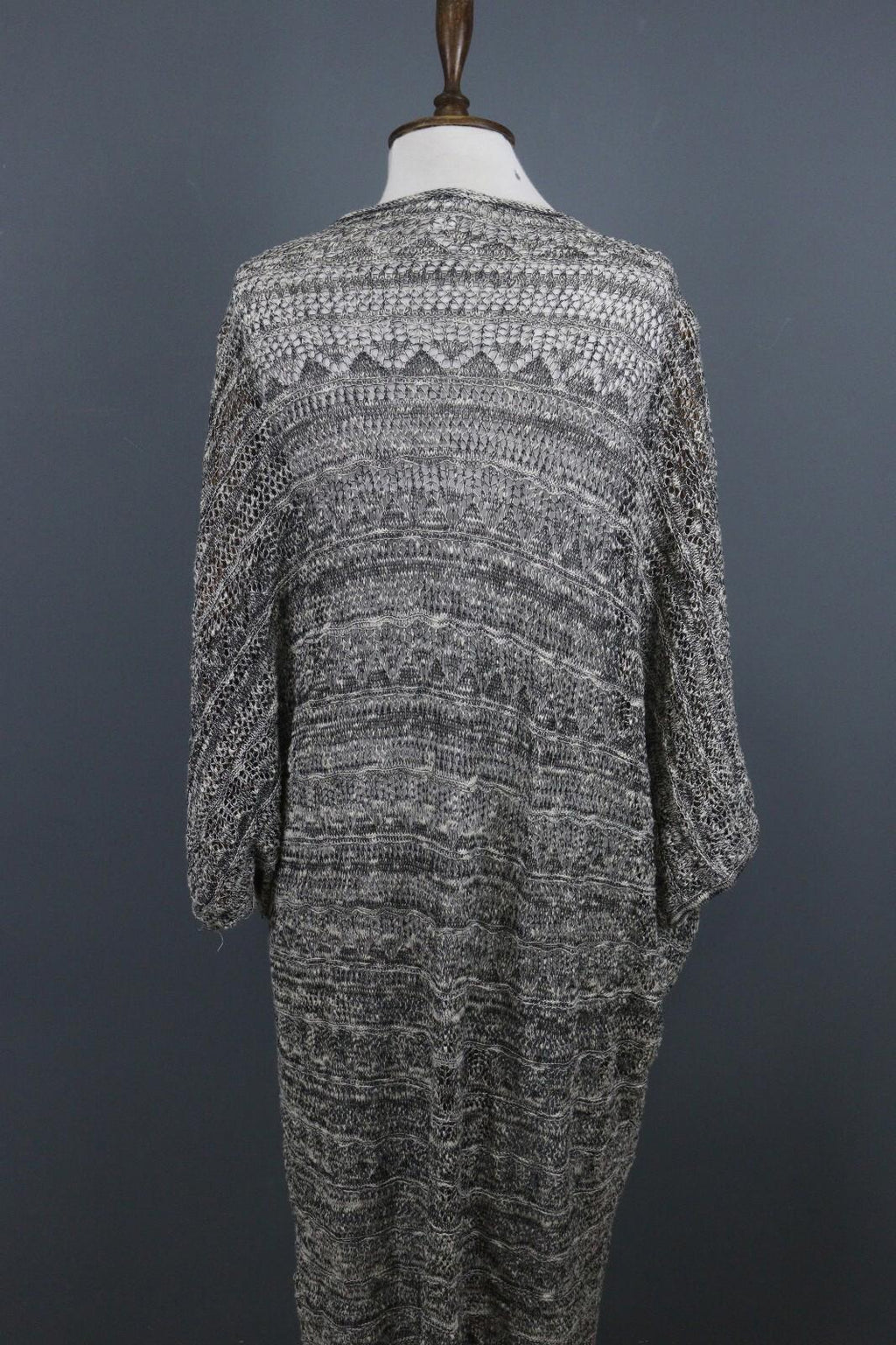 TRANSIT PAR SUCH Black White Deep V-Neck Open Front Long Cardigan – Size 2