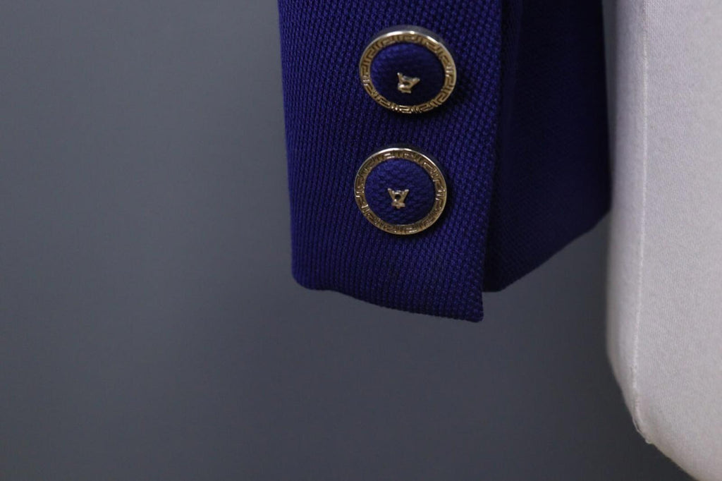VERSACE CLASSIC V2 Blue Single Breasted Cropped Blazer Coat – Size 42