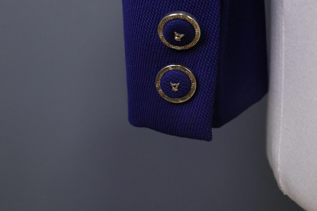 VERSACE CLASSIC V2 Blue Single Breasted Cropped Blazer Coat – Size 42