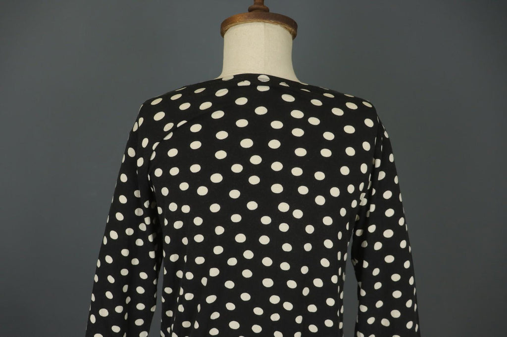 GUDRUN SJODEN White Black Polka Dot Modal Long Sleeve Pullover Blouse Top – Size L