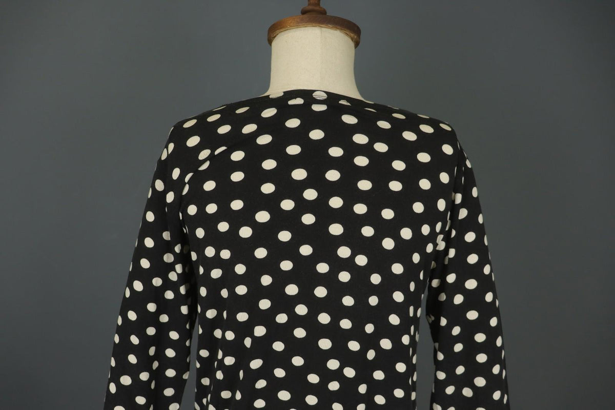 GUDRUN SJODEN White Black Polka Dot Modal Long Sleeve Pullover Blouse Top – Size L