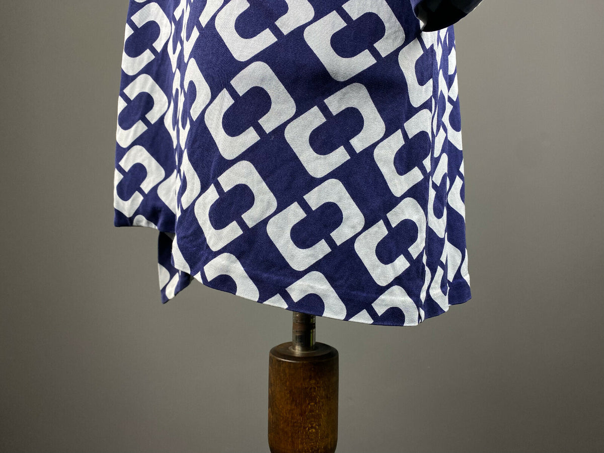 Diane von Furstenberg Blue Silk Open Front Belted A-Line Dress – Women's 2