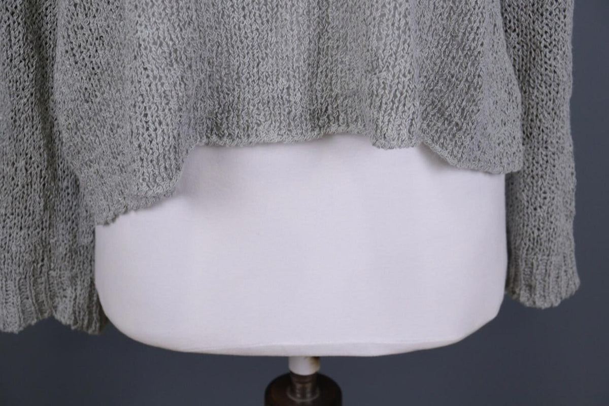 ANNETTE GORTZ Gray Open Knit Hemp Crew Neck Knit Sweater – Size S