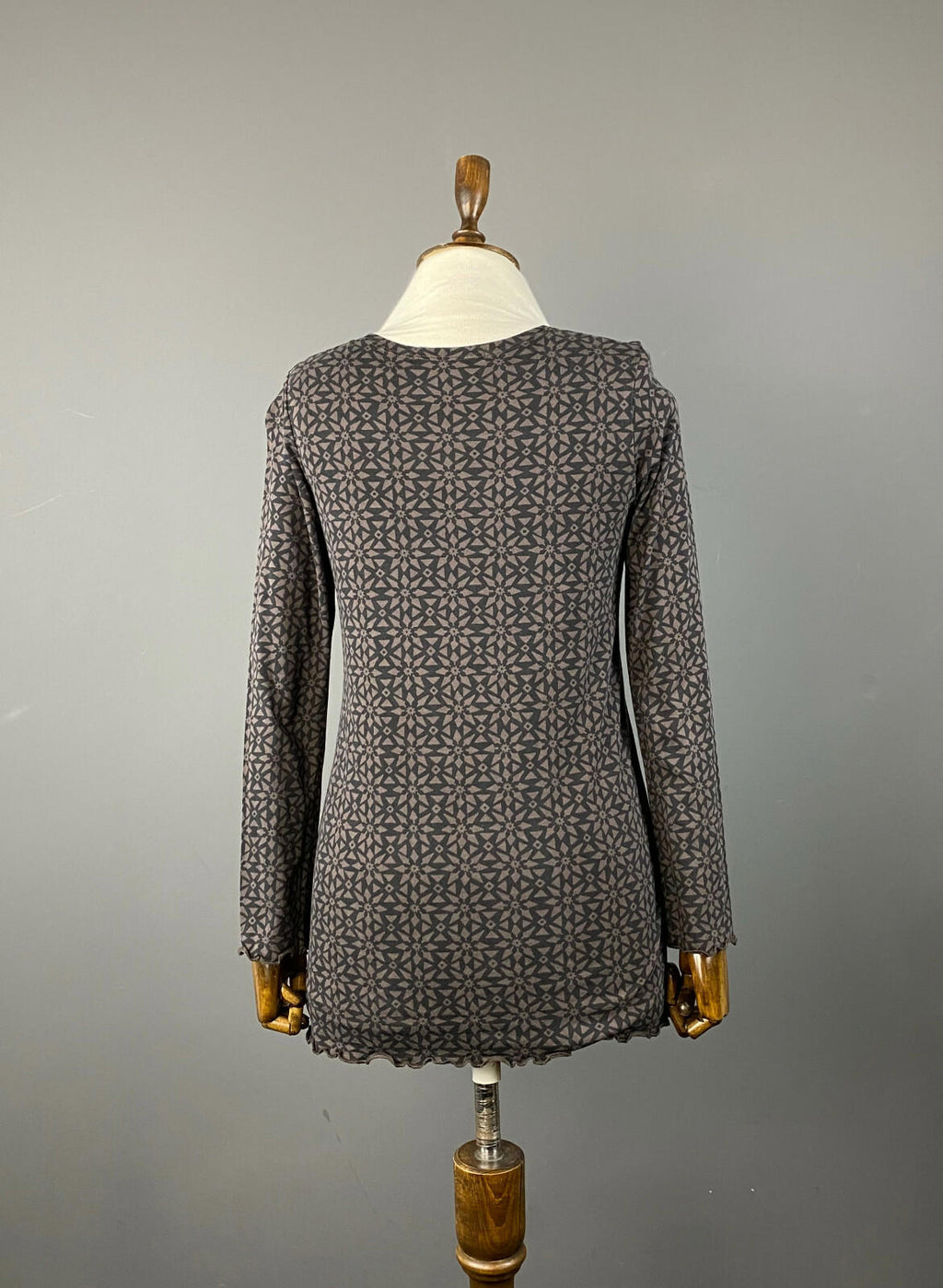 GUDRUN SJODEN Brown Printed Pullover Long Sleeve Top – Women's S