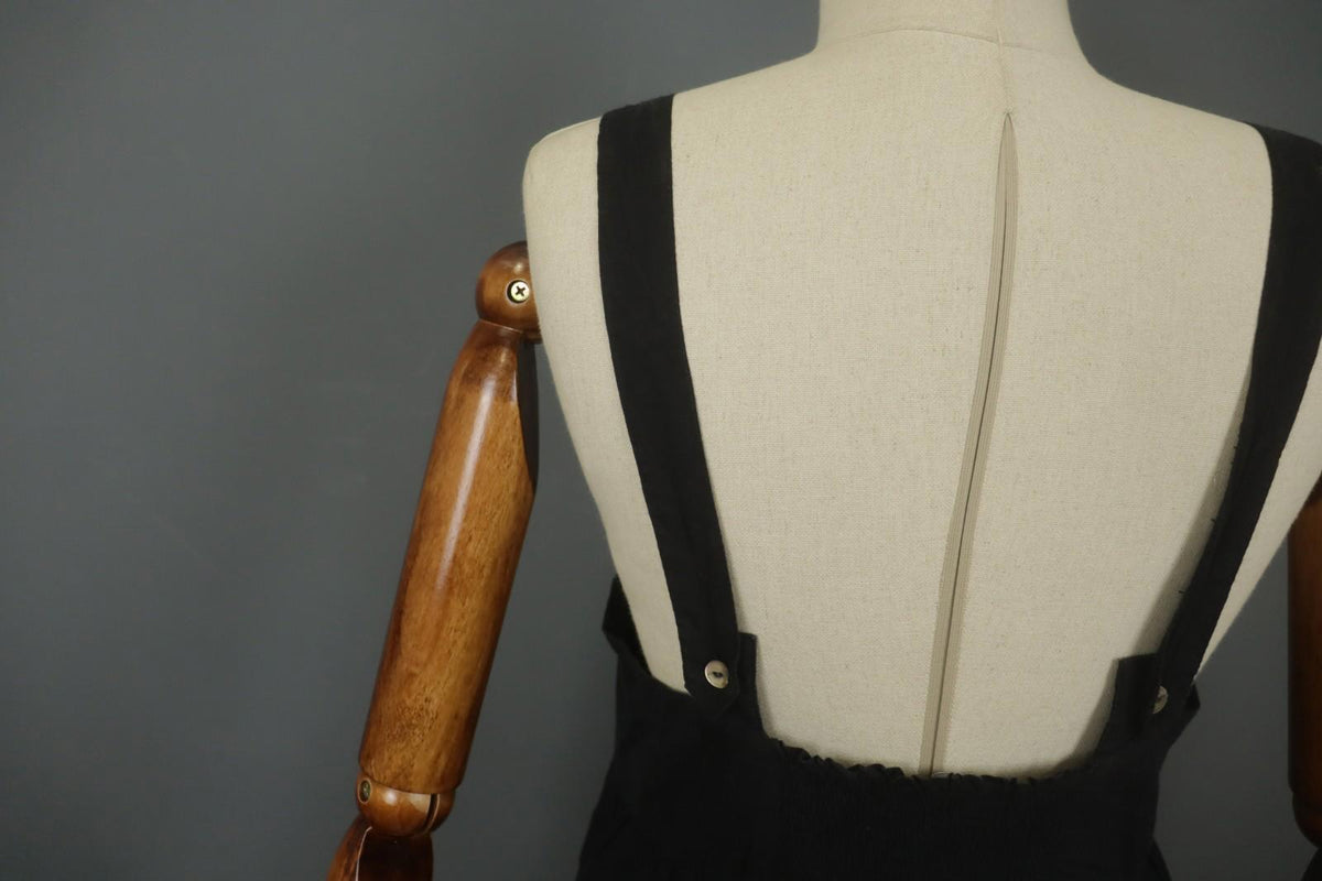 GUDRUN SJODEN Black 100% Cotton Sleeveless Square Neck Backless Tank Dress Sz S