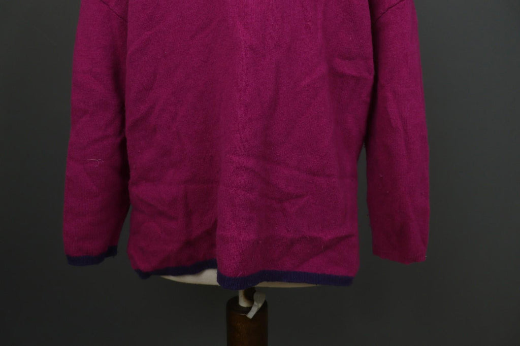 GUDRUN SJODEN Pink Linen Knitted Long Sleeve Round Neck Pullover Sweater – Size XL